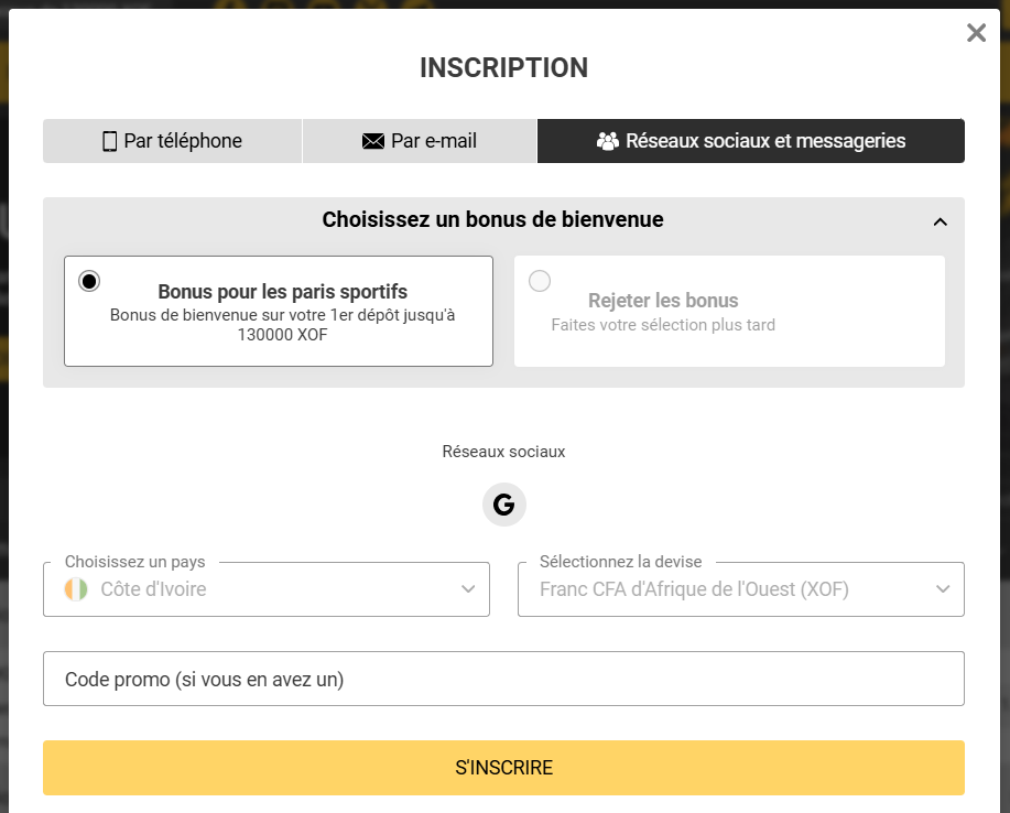 Inscription à Melbet via les réseaux sociaux